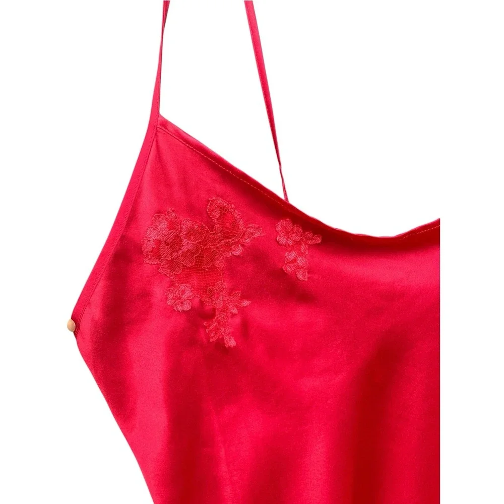 Victoria's Secret Vintage Y2K Red Lace Slip Dress Chemise Nightgown Size S
